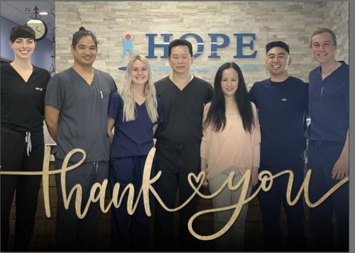 HOPE Clinic team thank you card photo with staff in lobby